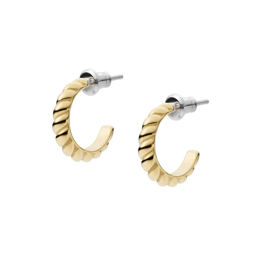 商品Fossil|Sadie Vintage-Like Twists Stainless Steel Hoop Earrings,价格¥339,第2张图片详细描述