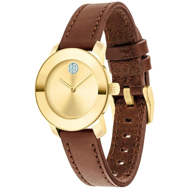 商品Movado|女士波特棕色皮革腕带手表 30mm,价格¥2769,第2张图片详细描述