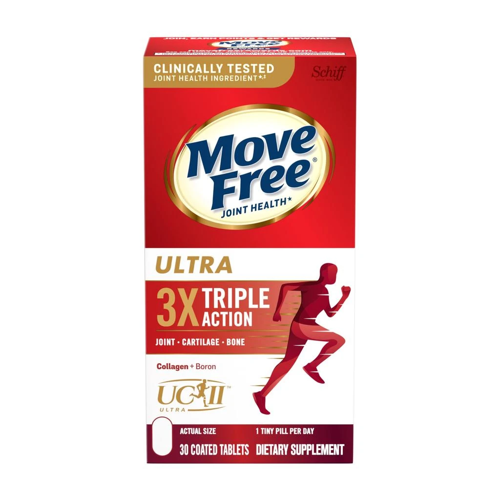 商品Move Free|Move Free Ultra Triple Action Joint Support Supplement - Type II Collagen Boron & Hyaluronic Acid - Supports Joint Comfort, Cartiliage & Bones in 1 Tiny Pill Per Day, 30 Tablets (30 servings)*,价格¥131,第1张图片