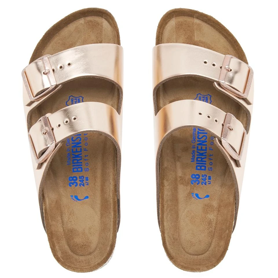 商品Birkenstock|BIRKENSTOCK WOMEN'S ARIZONA SLIM FIT LEATHER DOUBLE STRAP SANDALS - METALLIC COPPER,价格¥934,第3张图片详细描述