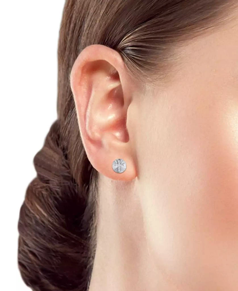 商品Giani Bernini|Cubic Zirconia Cross Disc Stud Earrings, Created for Macy's,价格¥132,第2张图片详细描述