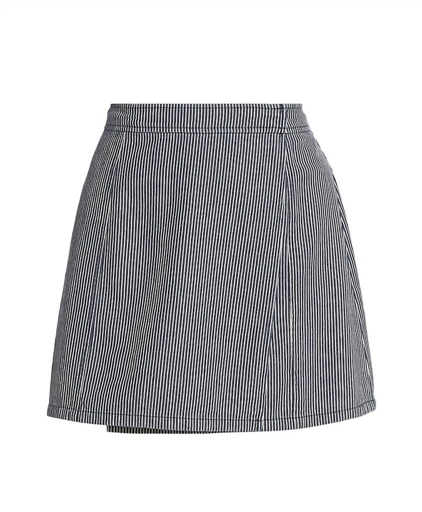 商品ATM|Striped Wrap-Front Mini Skirt In Naval Blue Combo,价格¥365,第4张图片详细描述