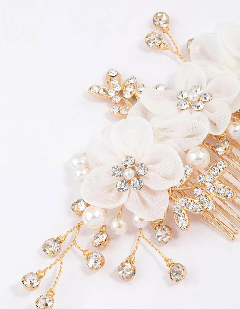 商品Lovisa|Gold Flower Diamante & Pearl Hair Comb,价格¥186,第2张图片详细描述