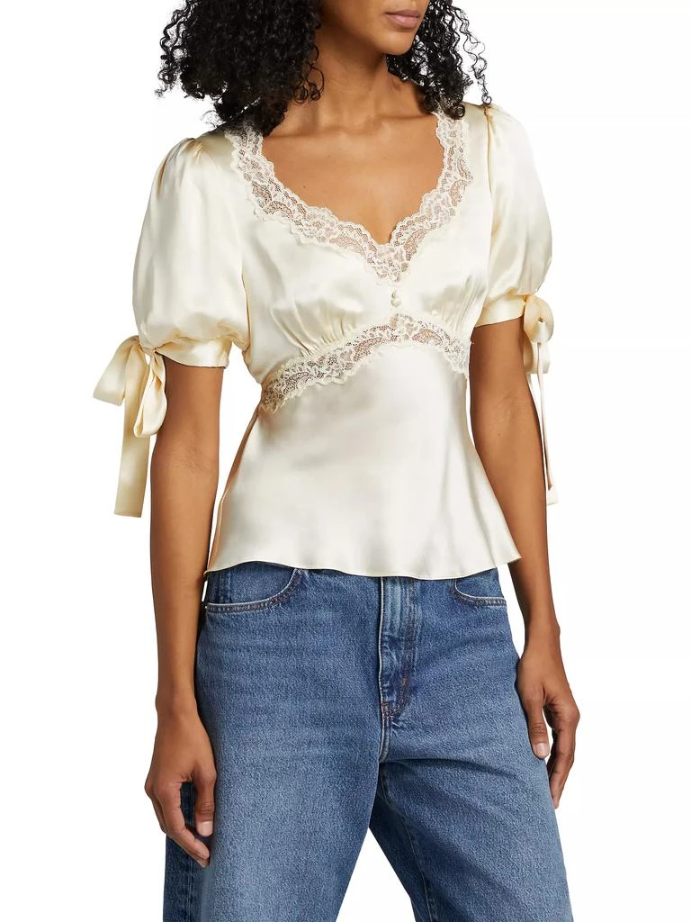 商品Reformation|Dolly Lace-Trimmed Silk Blouse,价格¥1473,第4张图片详细描述