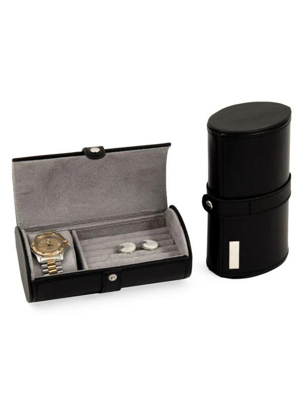 商品Bey-Berk|Leather Watch & Cufflinks Travel Case,价格¥482,第1张图片