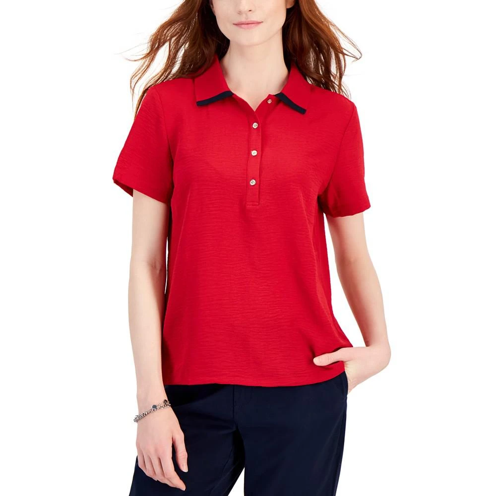商品Tommy Hilfiger|Women's Collared Short-Sleeve Polo Top,价格¥336,第1张图片