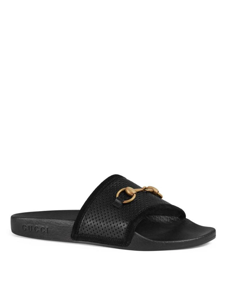 商品Gucci|Pursuit Horsebit Leather Slides,价格¥3614,第1张图片