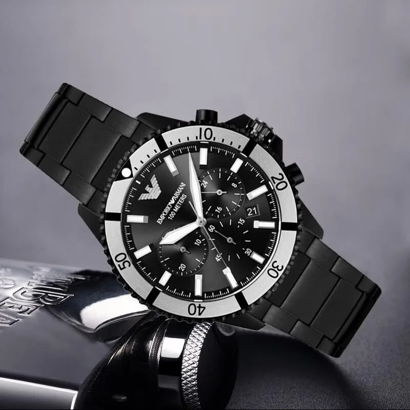 Armani 时尚运动黑色石英男士简约防水运动腕表AR80050 商品