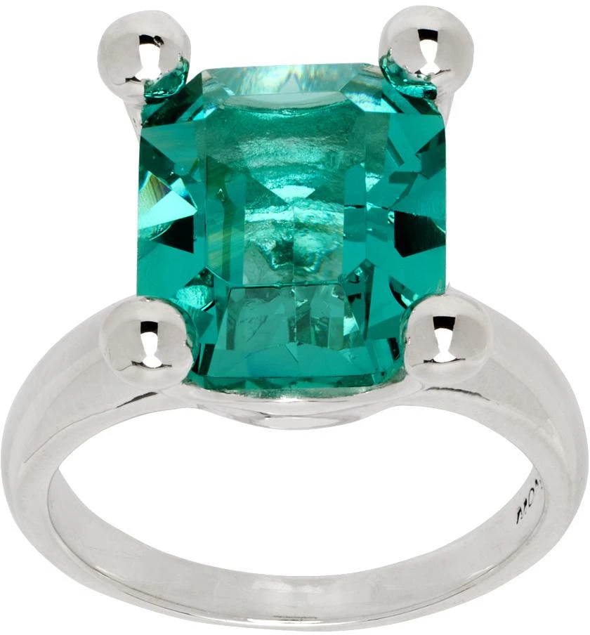 商品Mondo Mondo|Silver & Green Atomic Square Ring,价格¥2826,第1张图片