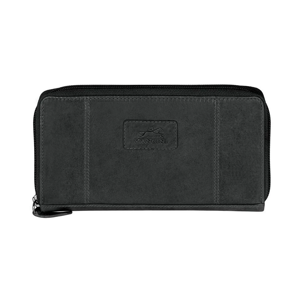 商品Mancini Leather Goods|Casablanca Collection RFID Secure Zippered Clutch Wallet,价格¥624,第1张图片