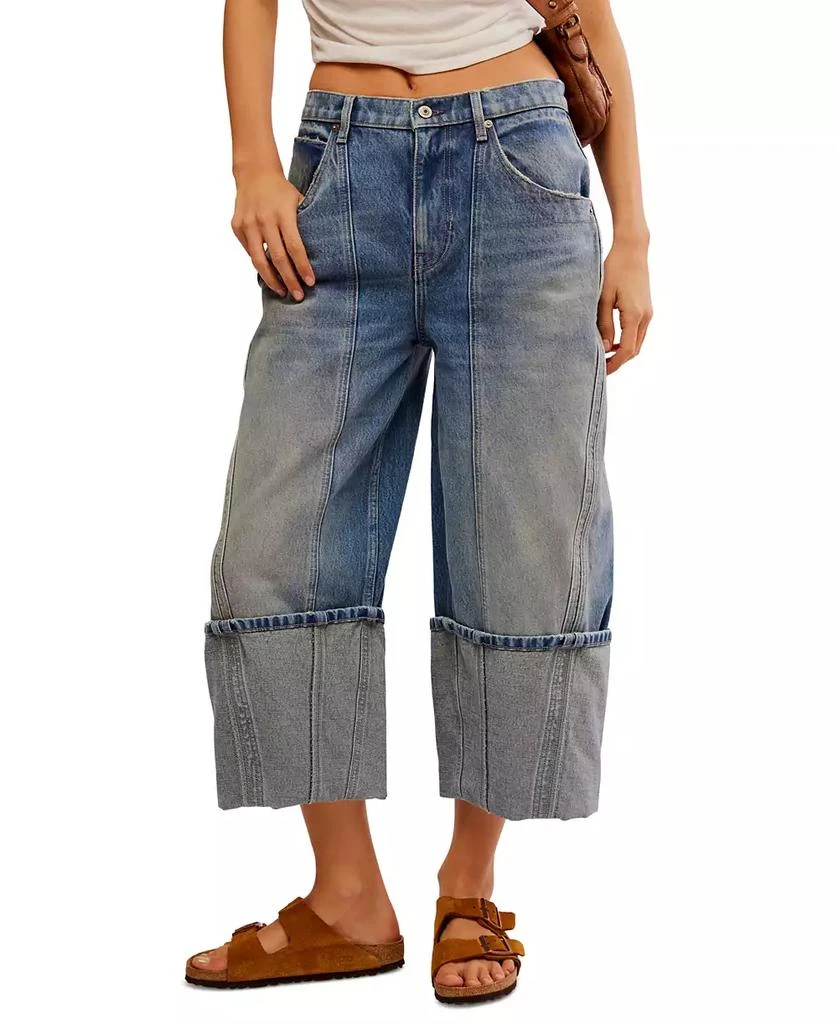 商品Free People|Women's Olsen High-Rise Cotton Cuffed Barrel Jeans,价格¥680,第5张图片详细描述