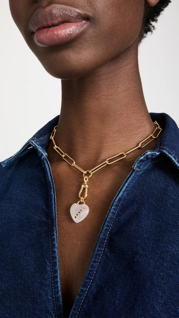 商品Madewell|Madewell 玫瑰石英心形套索项链,价格¥129,第3张图片详细描述