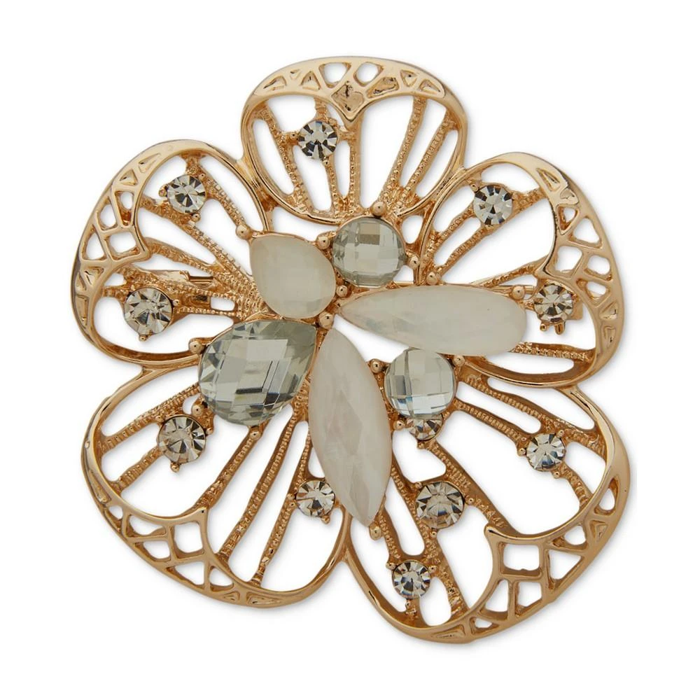 商品Anne Klein|Gold-Tone Mixed Stone Cluster Flower Pin,价格¥77,第1张图片