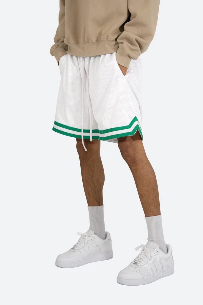 商品MNML|Basic Basketball Shorts - White/Green,价格¥136,第2张图片详细描述