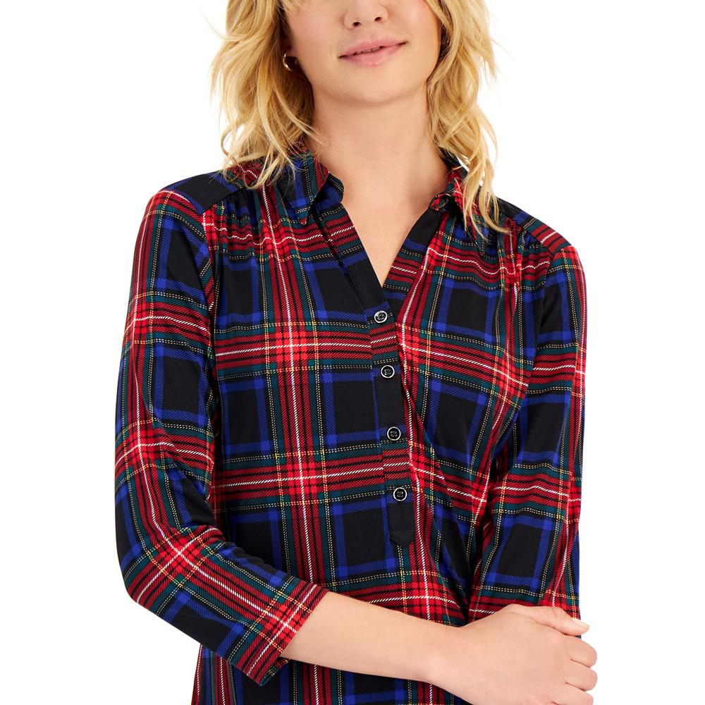 Women's Printed 3/4-Sleeve Top, Created for Macy's商品第3张图片规格展示