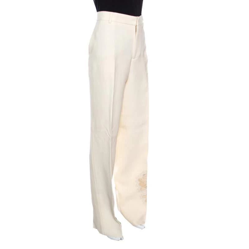 商品[二手商品] ROCHAS|Rochas Cream  Floral Embroidered Mesh Detail Tailored Trousers XL,价格¥794,第2张图片详细描述