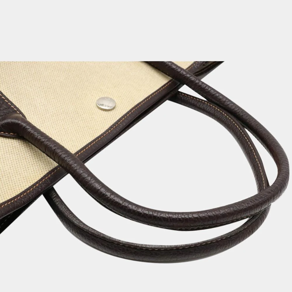 Hermes Garden Party PM Tote Bag Handbag Twarash Negonda Leather Beige Dark Brown T Engraved 商品