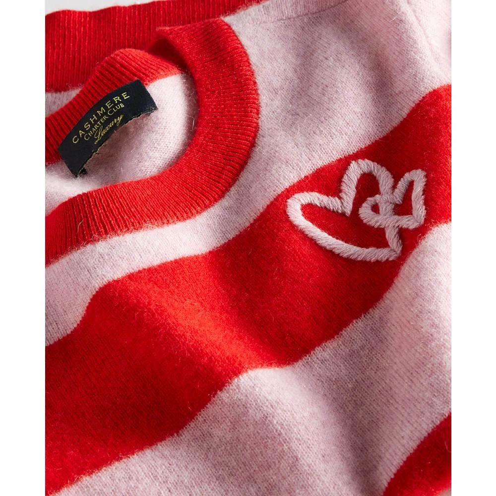 商品Charter Club|Women's Wispy Heart Striped 100% Cashmere Sweater, Created for Macy's,价格¥380,第3张图片详细描述