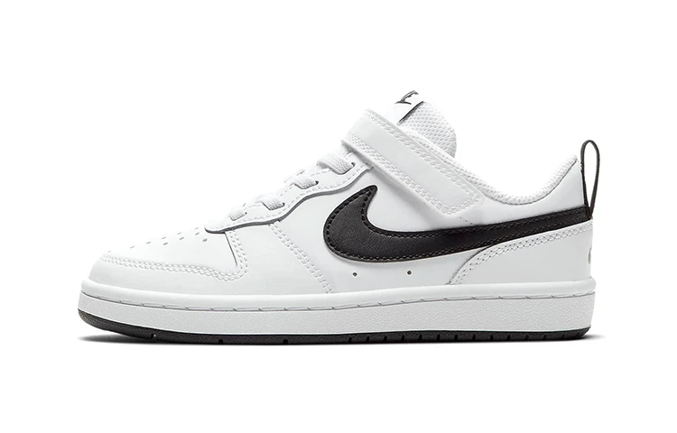 商品[国内直发] NIKE|Court Borough Low 2 皮革 舒适百搭 防滑减震耐磨 低帮 儿童板鞋 白黑 中小童,价格¥352,第1张图片
