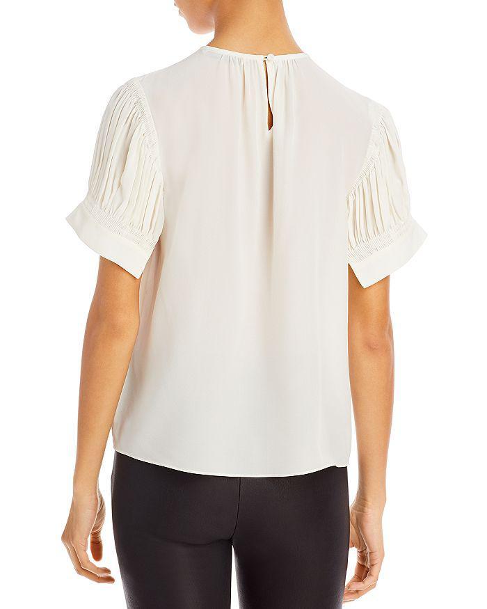 商品Rebecca Taylor|Pleated Puff Sleeve Silk Top,价格¥1522,第4张图片详细描述