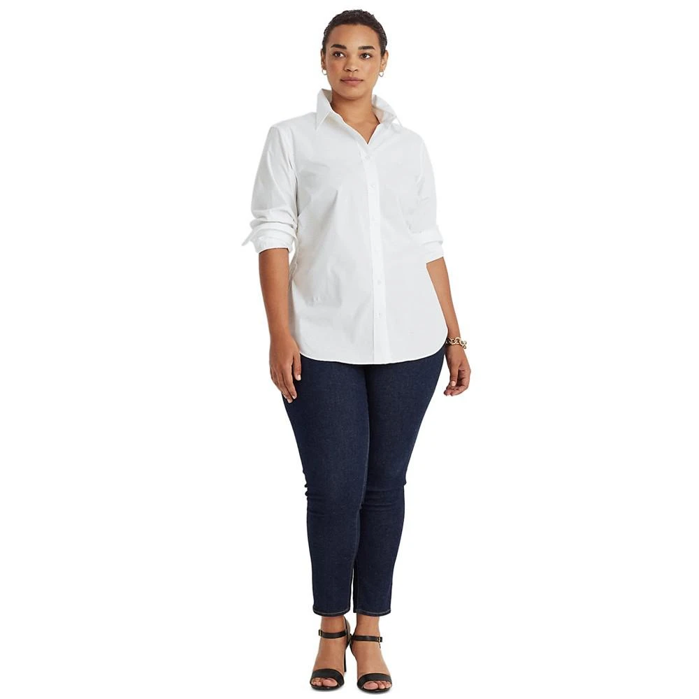 商品Ralph Lauren|Plus-Size Easy Care Cotton Shirt,价格¥670,第4张图片详细描述