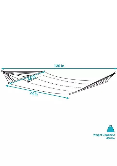 商品Sunnydaze Decor|Large Quilted Fabric Hammock with Spreader Bar and Pillow - Beach,价格¥603,第5张图片详细描述