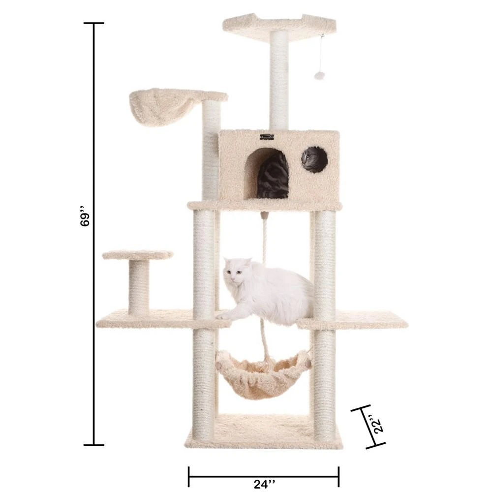 商品Macy's|Muli-Level Real Wood Cat Tree Hammock Bed, Climbing Center,价格¥2501,第1张图片