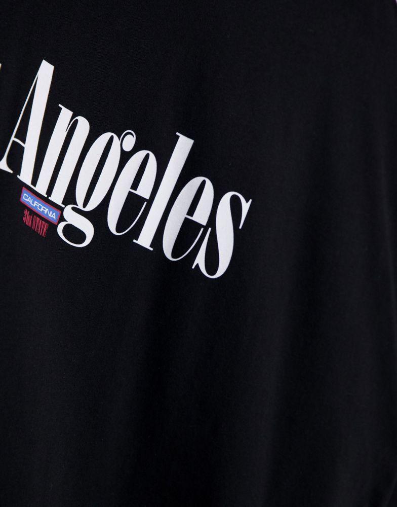 商品ASOS|ASOS DESIGN oversized t-shirt in black with Los Angeles city print,价格¥138,第6张图片详细描述