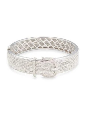 商品Effy|​Sterling Silver & 0.21 TCW Diamond Buckle Bangle Bracelet,价格¥11565,第1张图片