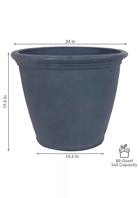 商品Sunnydaze Decor|Decor 24 In Anjelica Unbreakable Polyresin Planter   Slate   Set Of 2,价格¥1417,第5张图片详细描述