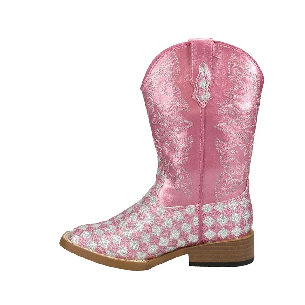 商品Roper|Checkered Square Toe Cowboy Boots (Little Kid-Big Kid),价格¥499,第3张图片详细描述