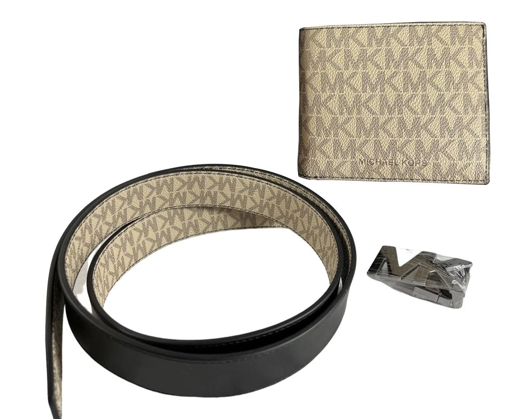 Michael Kors Men's Wallet Belt Reversible MK Signature Gift Set 商品