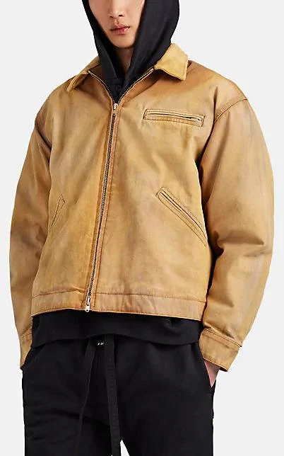 商品Fear of god|Faded Cotton Canvas & Suede Work Jacket,价格¥11132,第5张图片详细描述