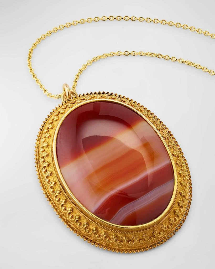 商品NM Estate|Estate 18K and 14K Yellow Gold Agate Victorian Brooch Pendant Necklace,价格¥34742,第3张图片详细描述