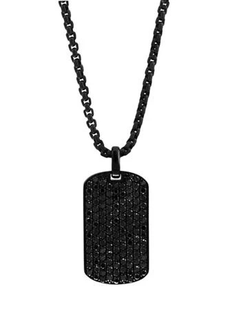 商品Effy|Mens 4.3 Ct. T.w. Black Spinel Pendant Necklace In Sterling Silver,价格¥4904,第1张图片