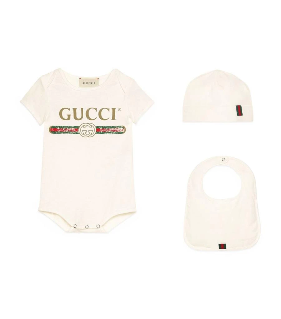 商品Gucci|Bodysuit, Hat and Bib Gift Set,价格¥2087,第1张图片