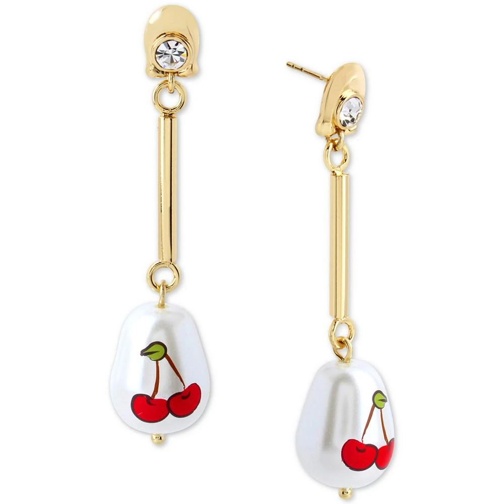 商品Coach|Gold-Tone Crystal & Cherry Imitation Pearl Linear Drop Earrings,价格¥500,第1张图片