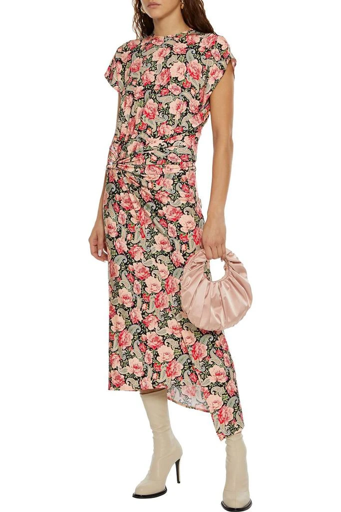 商品Paco Rabanne|Ring-embellished floral-print satin-jersey midi dress,价格¥1067,第2张图片详细描述