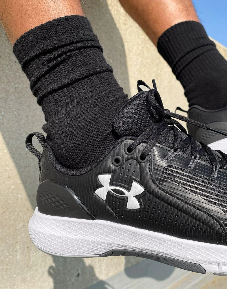 商品Under Armour|Under Armour Training Charged Commit 3 trainers in black and white,价格¥383,第4张图片详细描述