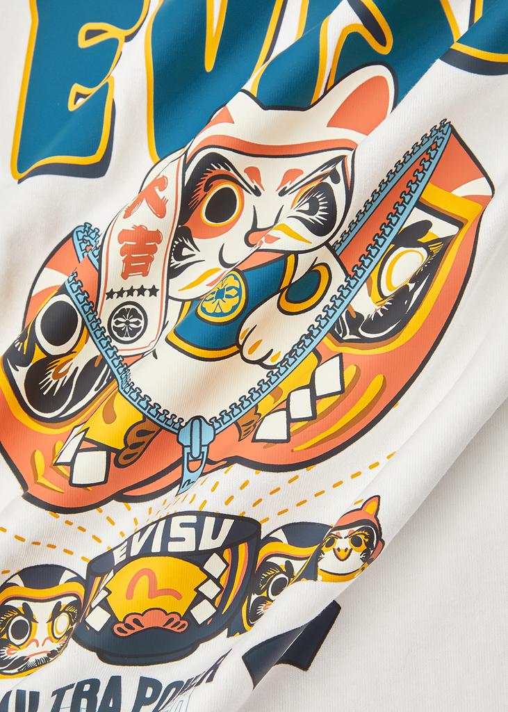 Zip-up Daruma And Fortune Cat cotton T-shirt商品第5张图片规格展示