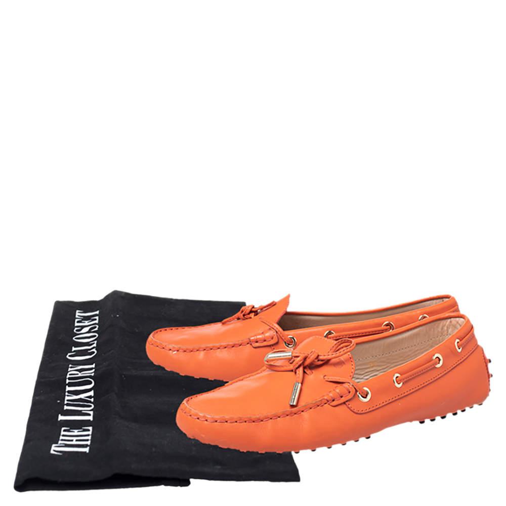 Tod's Orange Leather Bow Slip On Loafers Size 39商品第8张图片规格展示