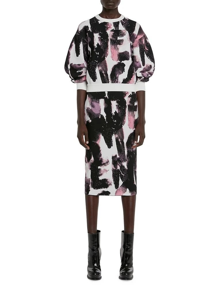 商品Alexander McQueen|Graphic Brushstroke Sweatshirt Midi-Skirt,价格¥4472,第2张图片详细描述