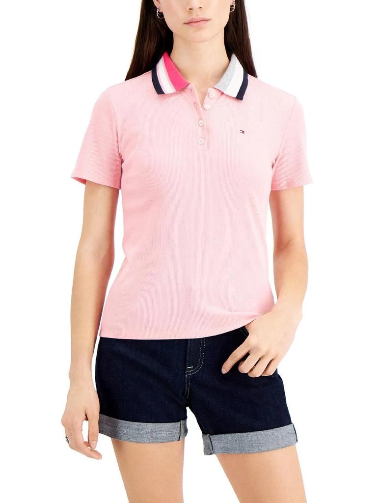 商品Tommy Hilfiger|Womens Striped Ribbed Polo Top,价格¥181,第4张图片详细描述