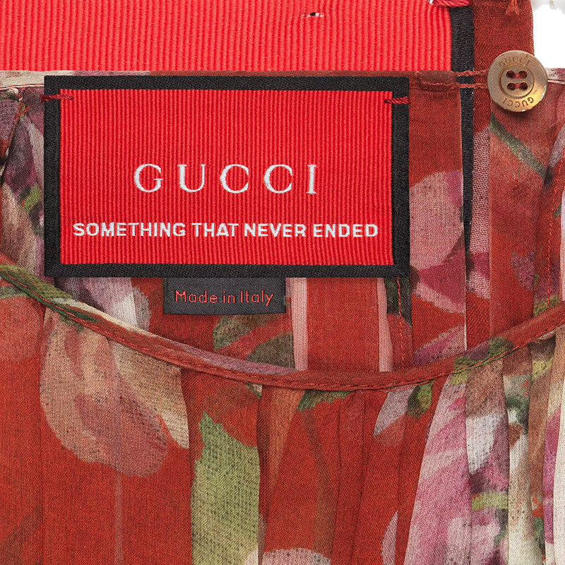 【预售3-7天】GUCCI/古驰 2015 Re-Edition系列 女士红色桑蚕丝花卉印花连衣裙662248ZFP426325商品第5张图片规格展示