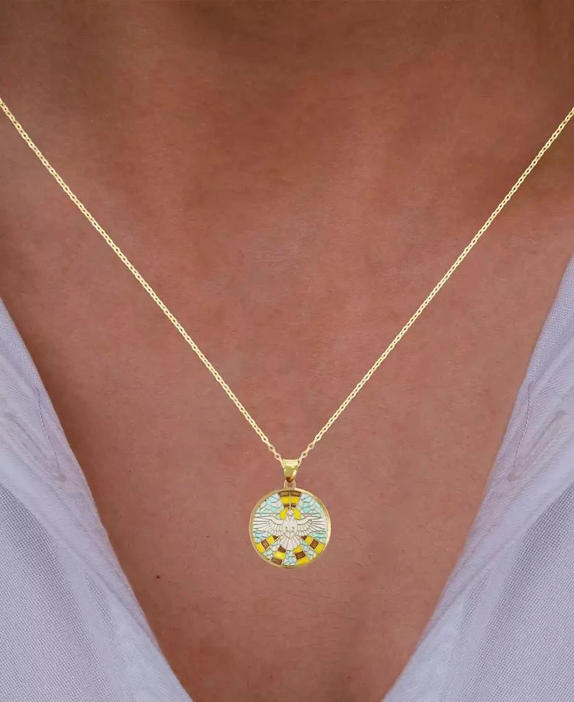 商品Macy's|Enamel Landing Dove 18" Pendant Necklace in 14k Gold,价格¥924,第2张图片详细描述