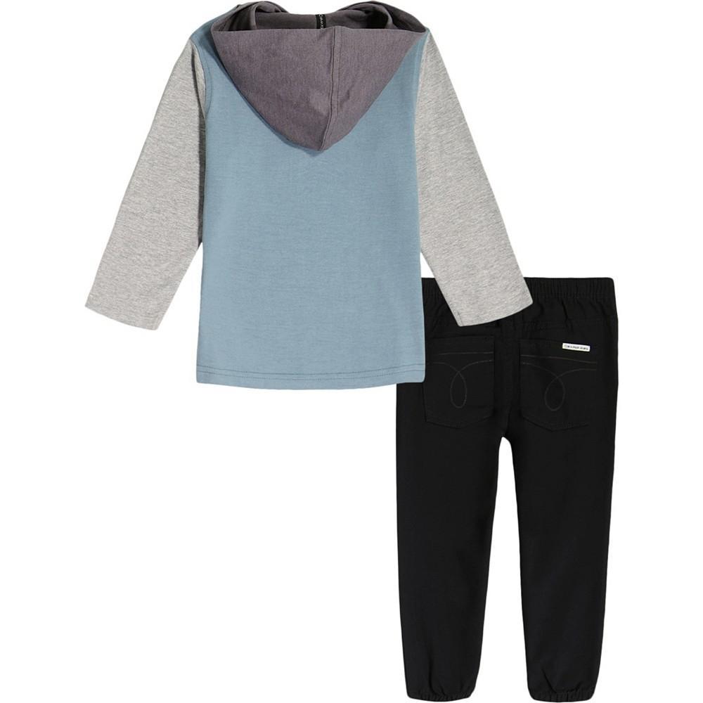 商品Calvin Klein|Little Boys Color Block Hooded T-shirt and Twill Joggers, 2 Piece Set,价格¥299,第4张图片详细描述