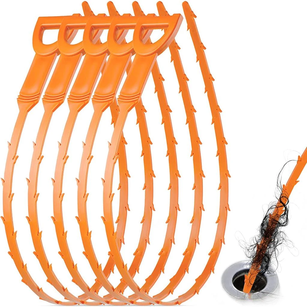 商品Zulay Kitchen|5 Pack Long Flexible Plumbing Snake Drain Clog Remover,价格¥141,第1张图片