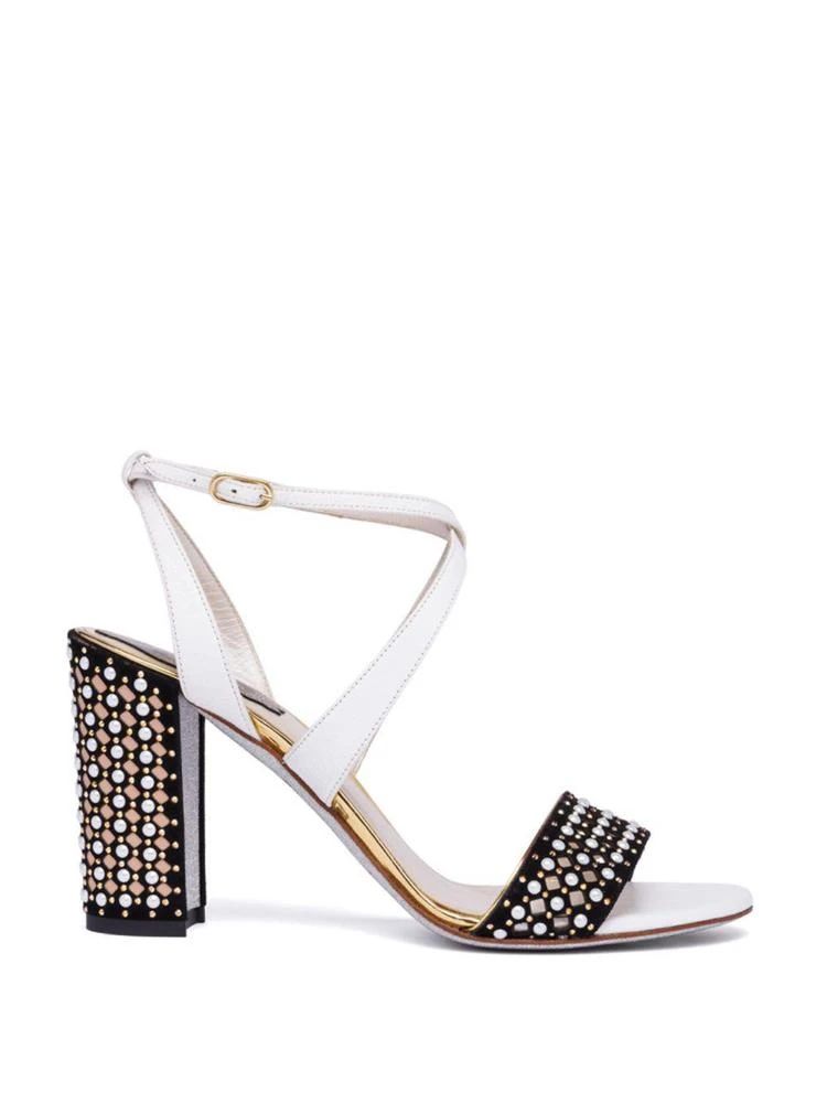 商品Rene Caovilla|Pearl Studded Suede Block Heel Sandals,价格¥8131,第5张图片详细描述