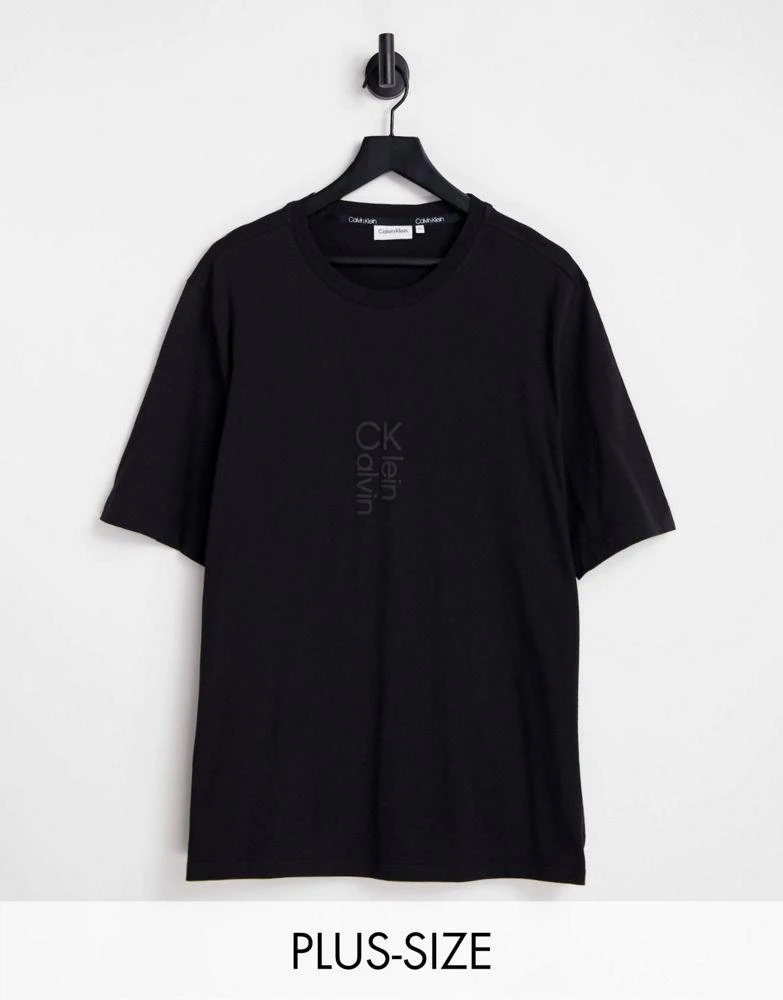 商品Calvin Klein|Calvin Klein Big & Tall hybrid logo t-shirt in black,价格¥441,第1张图片