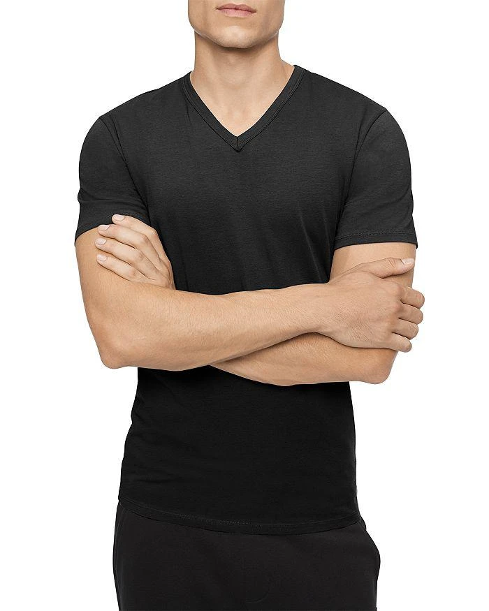 商品Calvin Klein|Cotton Stretch Moisture Wicking V Neck Tees, Pack of 3,价格¥362,第2张图片详细描述